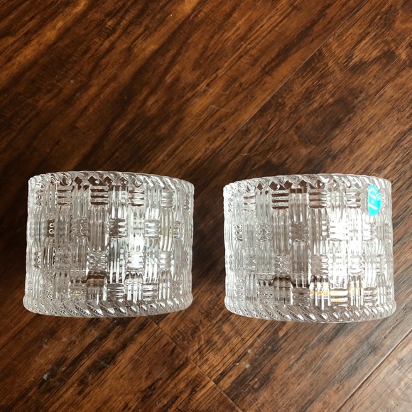 Tiffany & Co. Accents Tiffany Co Set Of 2 Lead Crystal Basket Weave